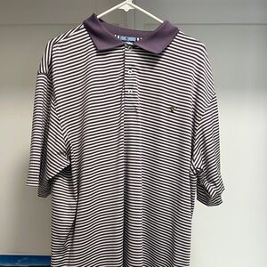 Genteal Men's Performance Polo Shirt - Purple and White Stripes